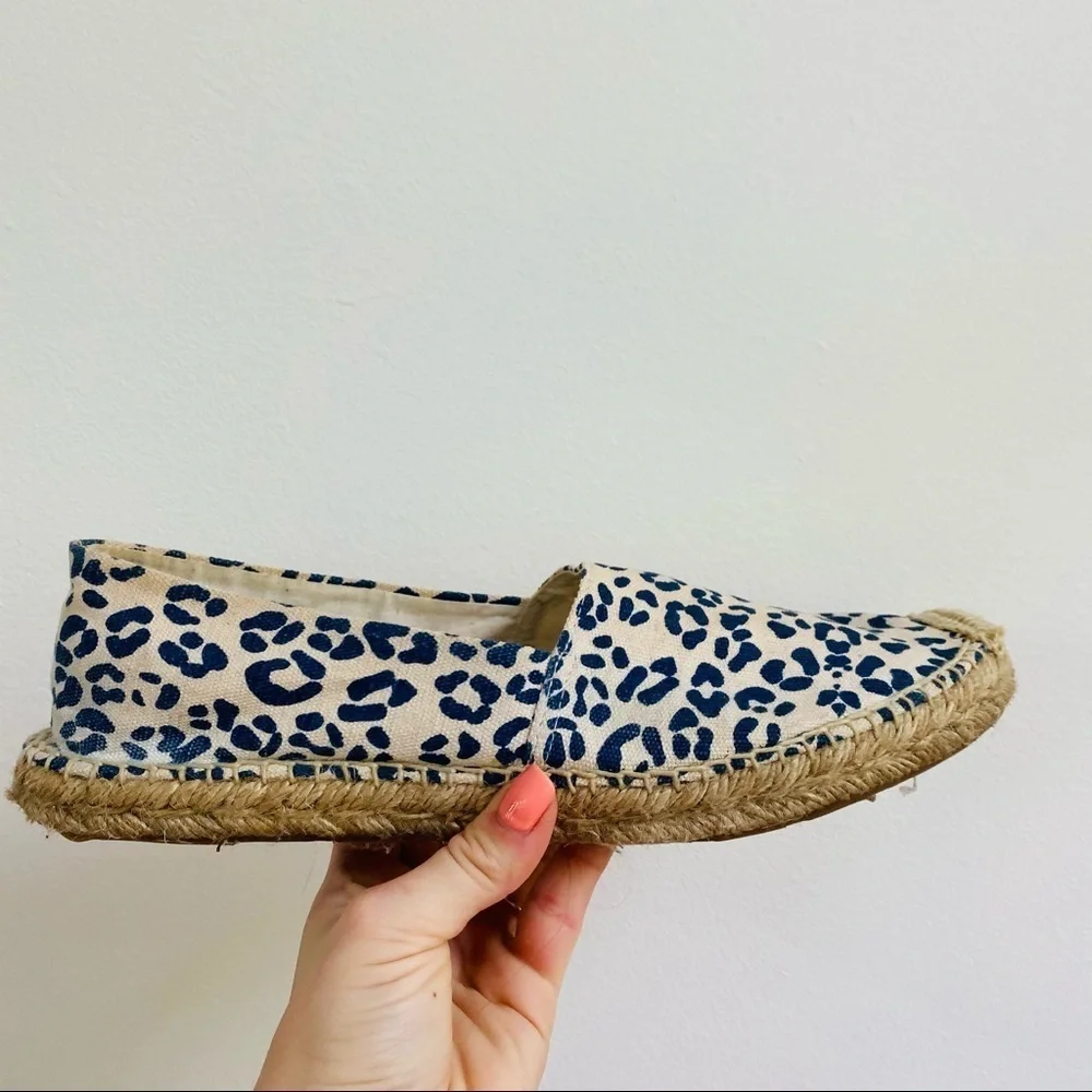 Sam Edelman Blue Cheetah Print Canvas/Linen Espadrilles - Summer Flats